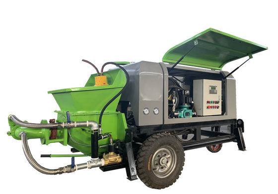 Máy phun Gunite xanh 22kw Thiết bị Gunite chạy bằng động cơ diesel